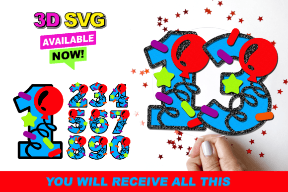 3D Balloon Numbers for Cake Toppers & Laser Cutting
