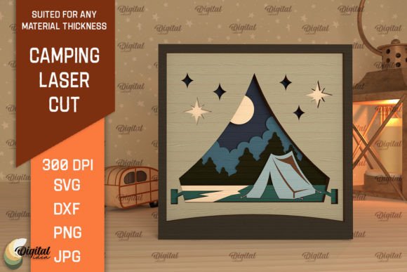 3D Camping SVG for Laser Cutting Wall Decor