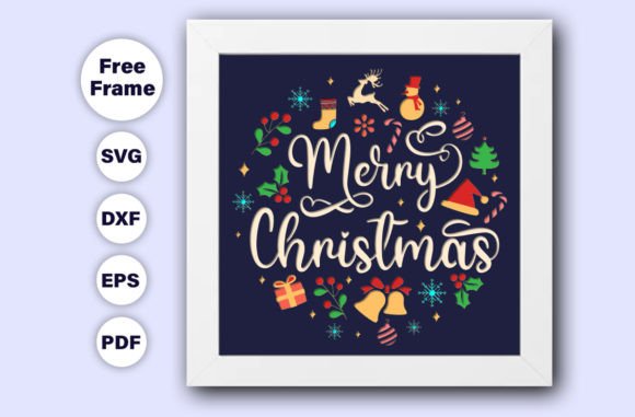 3D Merry Christmas Shadow Box SVG for Winter Laser Cutting