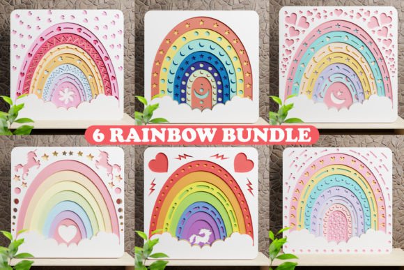 3D Rainbow Paper Cut: Graphics for Crafts