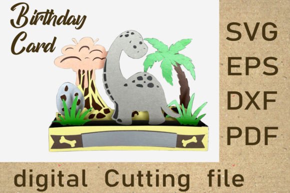 3D SVG Dino Card Cut File for Other Creative Uses