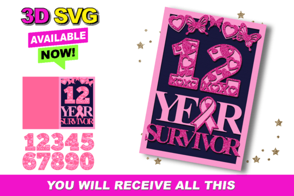 Breast Cancer Survivor 3D SVG for Laser Signs