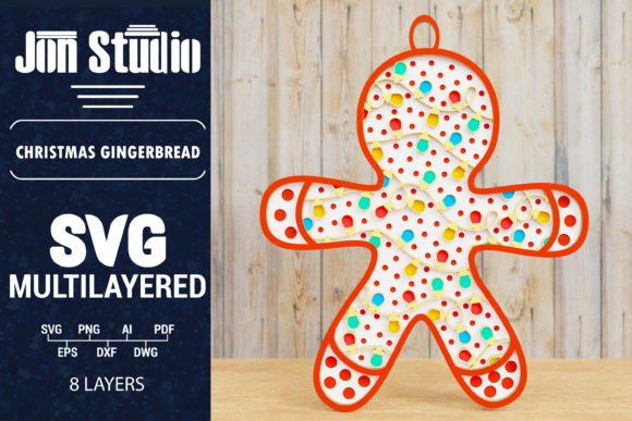 Christmas Gingerbread Decoration 3d SVG for Crafts & Graphics