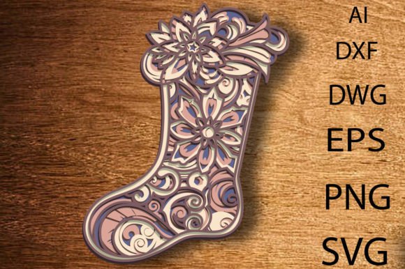 Christmas Stockings 3D Layered SVG for Laser Cutting