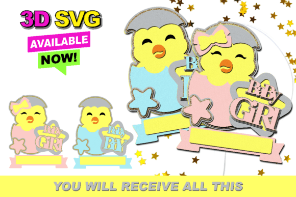 Cute Chick 3D SVG: Laser Cutting & Cake Toppers
