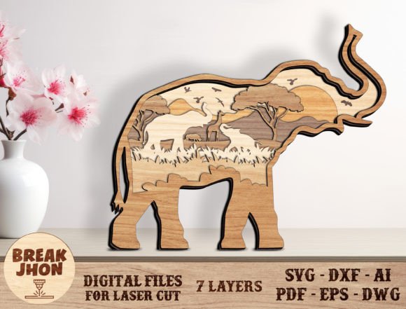 Elephant with Safari Scene Layered Svg Review