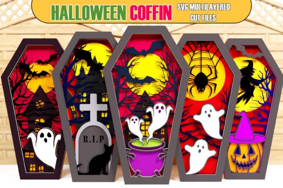Halloween Coffin 3D SVG: Graphics for Crafts