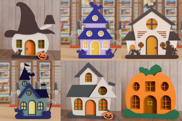 Halloween House 3D SVG: Autumn Laser Cutting
