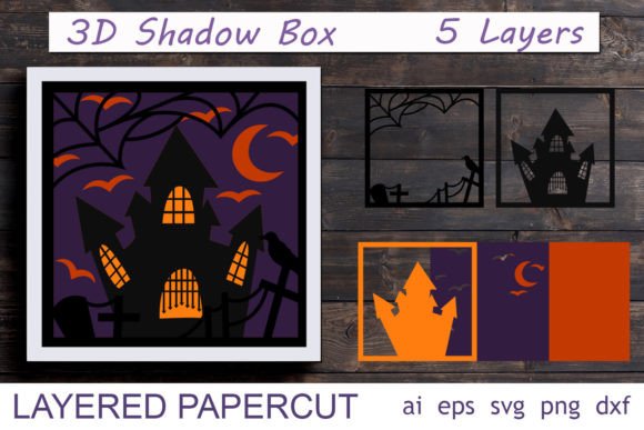 Halloween Shadow Box 3D SVG for Laser Cutting