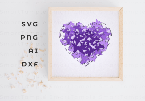 Heart Butterfly 3D SVG for Shadow Boxes & Web