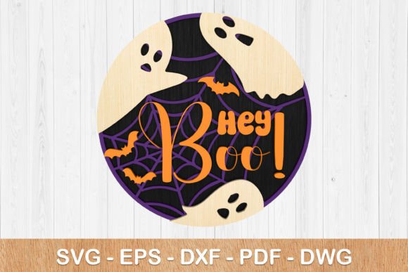 Hey Boo Ghost Sign: Autumn Laser Cutting Asset