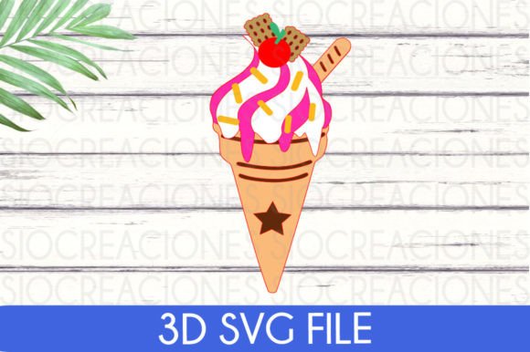 Ice Cream Cone 3D SVG for Laser Cutting & Other Art