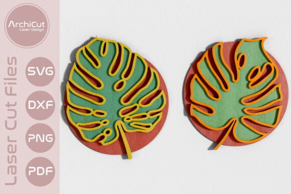 Monstera Leaves 3D Laser Cut for Wall Decor