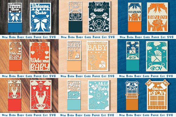 New Born Baby Card Paper Cut SVG Bundle for Laser Cutting Cards