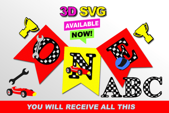 Race Car Alphabet 3D SVG for Signs and Laser Cutting