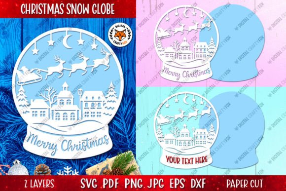 Santa Reindeer Snow Globe SVG: Graphics & Illustrations