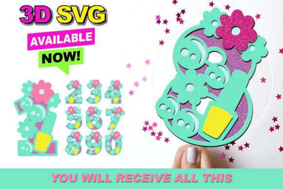 Spa Numbers 3D SVG: Laser Cutting & Cards