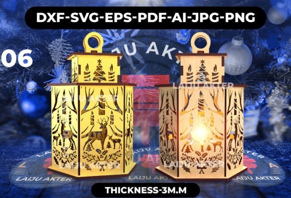 Winter Laser Cutting: 3D Svg Christmas Lantern 06